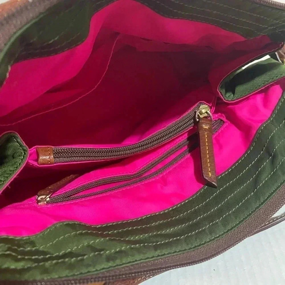 Dooney Bourke green nylon satchel handbag - Picture 4 of 13